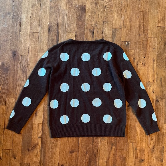 Tyler boè cashmere sweater brown and blue polka dots - Picture 4 of 4